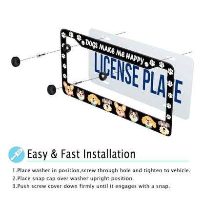 Dogs License Plate Frame (Dogs and paws)