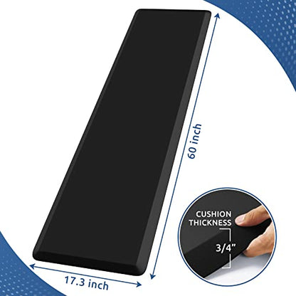 Kitchen Mat Cushioned Anti Fatigue Kitchen Rug 0.8inch Water Resistant Non Slip Kitchen Rugs and Mats Standing Desk Mat Comfort Floor Mats for Kitchen Sink Office (Black / 60"L x 17.3"W x 0.8"Th)