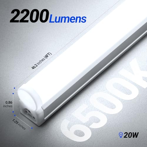 6 Pack LED T5 Integrated Single Fixture (6500k Super Bright White / 4 Feet-6 Power Cords)