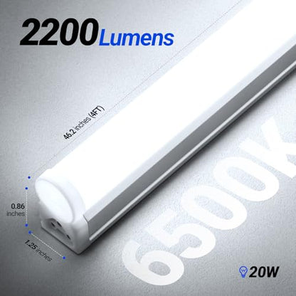 6 Pack LED T5 Integrated Single Fixture (6500k Super Bright White / 4 Feet-6 Power Cords)