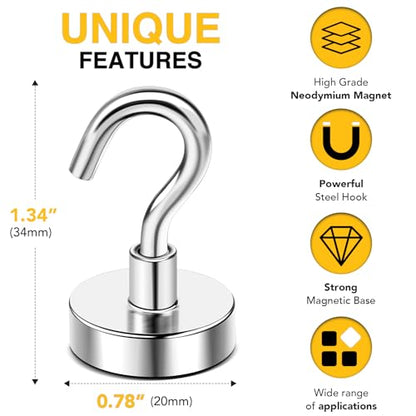 Magnetic Hooks 20pcs 50lbs Cruise Essentials 2026 Magnet Hook (Silver / 0.78in)