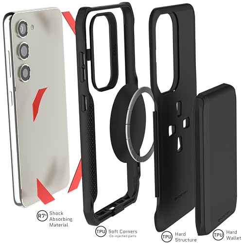 EXEC Samsung Galaxy S23 Wallet Case with Detachable Magnetic Credit Card Holder Supports Wireless Charging Shockproof Protective Phone Cover Designed for 2023 (Galaxy S23 / Black)