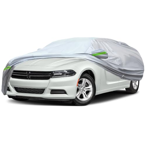 6 Layers Premium Sedan Car Cover Waterproof All Weather Weatherproof UV Sun Protection Snow Dust Storm Resistant Outdoor Exterior Custom Form (Silver Car Cover / K4 - Sedan -（Fits size 197"-208"）)