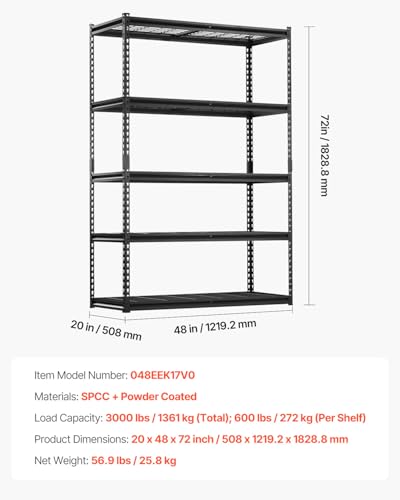 Storage Shelves (Black / 20" D x 48" W x 72" H)