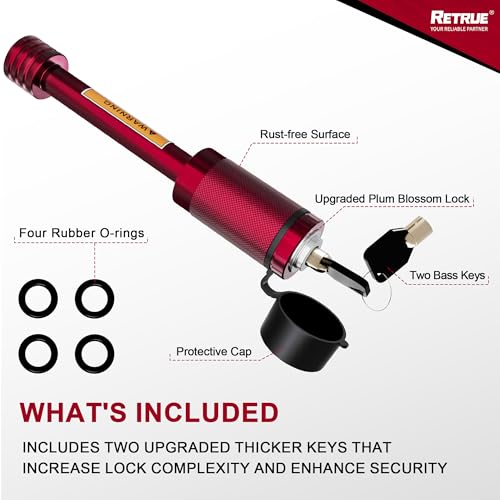 Trailer Locking Hitch Pin (2 inch & 2.5 inch / Red)