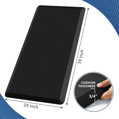 0.8" Thick Kitchen Mat Cushioned Anti Fatigue Rug Comfort Floor Mats (Black / 39"L x 20"W x 0.8"Th)