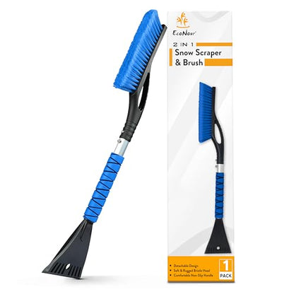27" Snow Brush with Ice Scraper for Car Windshield (Blue)