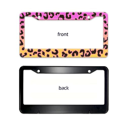 Leopard Print License Plate Frame Pink Cheetah License Plate Frames Holder (Leopard Print Pink)