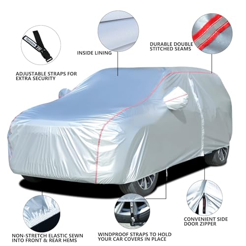 Hard Shell Zipper Design Waterproof UV (Silver / YXXL: Fit 206-215 inches SUV)