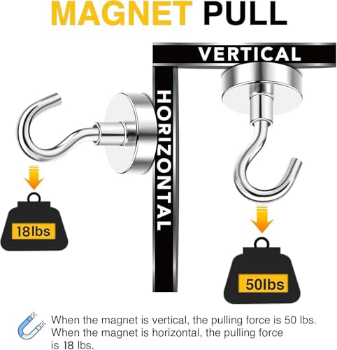 Magnetic Hooks 12pcs 50lbs Cruise Essentials 2026 Magnet Hook (Silver / 0.78in)