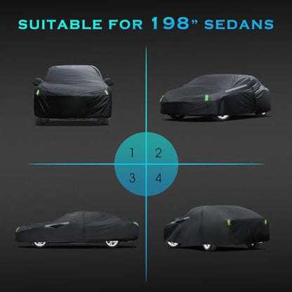 Car Cover Waterproof All Weather for Automobiles (A3 Fit Seden Length 189 to 198 inch)