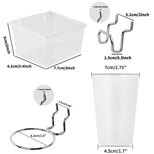 6 Sets Pegboard Bins and Cups with Pegboard Hooks (Transparent)