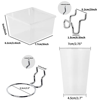6 Sets Pegboard Bins and Cups with Pegboard Hooks (Transparent)