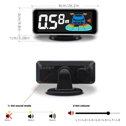 Parktronic 4 Parking Sensors Kit Reverse Backup Radar System PDC Rea View with Sound Warning Ultrasonic Distance Detection for Car Vehicle Garage Automobile (Black-)