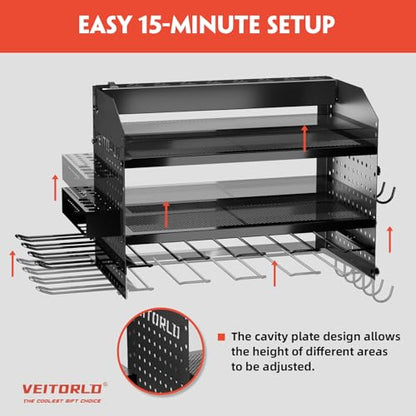 Power Tool Organizer with Charging Station (Black / 16'')