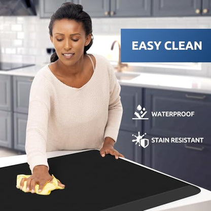 0.8" Thick Kitchen Mat Cushioned Anti Fatigue Rug Comfort Floor Mats (Black / 36"L x 22"W x 0.8"Th)
