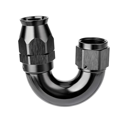 6AN 180 Degree PTFE One Piece Full Flow End Hose Fitting Aluminum Black (6AN / 180 Degree)