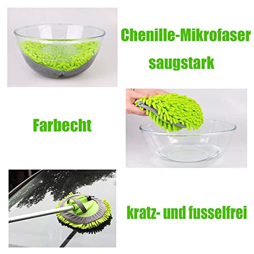62" Car Wash Brush Mop Kit with Long Handle (Green)