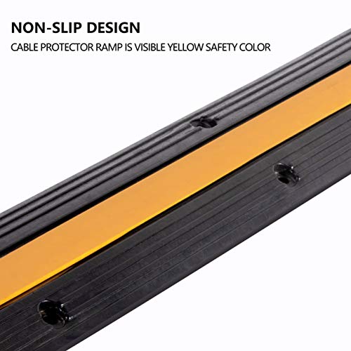 5 Pack Rubber Cable Ramp Hose Cable Protector Ramp 1 Channel 11000Lbs Load Capacity Traffic Speed Bump Wires Power Lines Extension Cord Cover for Indoor Outdoor (11000Lbs-1Channel-5Pack)