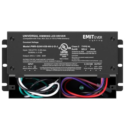 30W 24V 5-in-1 Dimmable LED Driver,AC 110-277V to DC Power Supply (24V 30W)
