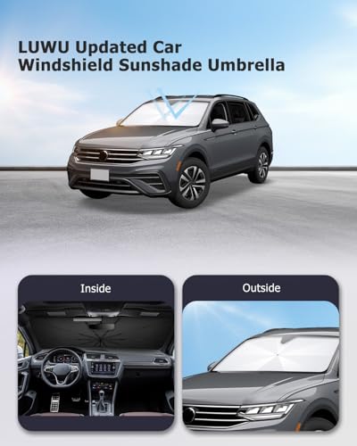 2025 Upgrade Car Windshield Sun Shade Windshield Sunshade Umbrella [Star Fabric] Protect Car from Sun Rays&Heat Damage Keeps Vehicle Cool (M2)