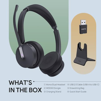 WH64 Mono Hybrid Wireless Headset with Mic DECT Dongle & Bluetooth (WH64 Hy-Mono with Stand)