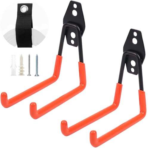 Heavy Duty Garage Storage Hooks 2 Pack Garage Tool Organizer Wall Mount (Medium)