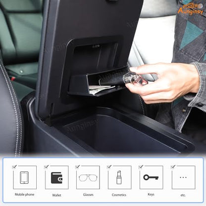 Car Armrest Hidden Storage Box Compatible with Toyota Land Cruiser 250 Prado J250 LC250 2024 2025 Car Center Console Handrail Privacy Storage Box Organizer Tray ABS Insert Pallet Manager Accessories (Black(C))