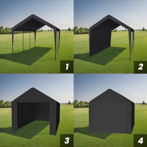 Carport 10x20 Heavy Duty Portable Garage w (Black)