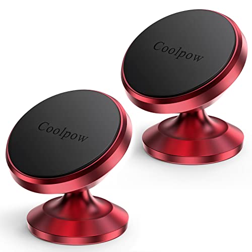2 Pack】Magnetic Phone Holder for Car Dash Strong Magnetic Car Phone Mount (Red)
