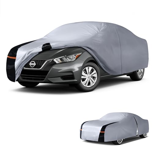 Multi Layer Car Cover Custom Fit for Nissan Versa (W.Custom Fit Nissan Versa / White Car Cover)