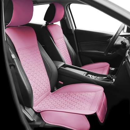 Pink Leather Car Seat Covers Front 2PC Waterproof for Women (Pink)