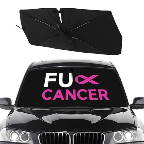 Fuck Breast Cancer Pink Ribbon Car Windshield Sun Shade Umbrella (57X31 Inch / Color-0705-2)