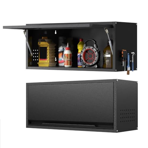 Metal Garage Wall Cabinet with Doors Side with Holes (13.8''H / Black)