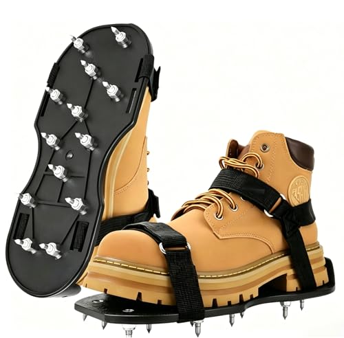 Epoxy Floor Spiked Shoes Fully Assembled Gunite Spiked Shoes with 3 (Fine Black / Large 1 Pair)