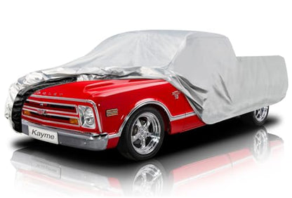 Truck Cover Waterproof All Weather See Vehicle Size Chart (Aluminum-Silver / 5 T1 Fit Length Up To 206", Max Cab Length 149")