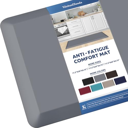 0.8" Thick Kitchen Mat Cushioned Anti Fatigue Rug Comfort Floor Mats (Grey / 39"L x 17.3"W x 0.8"Th)