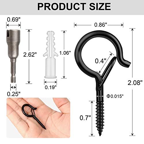 36 PCS Q Hanger Hooks with Safety Buckle (Black / 36 Pcs)
