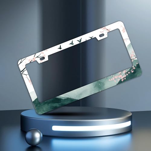 Mountains Cherry Blossom License Plate Frames (Mountains Cherry Blossom)