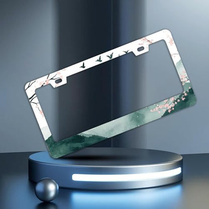 Mountains Cherry Blossom License Plate Frames (Mountains Cherry Blossom)