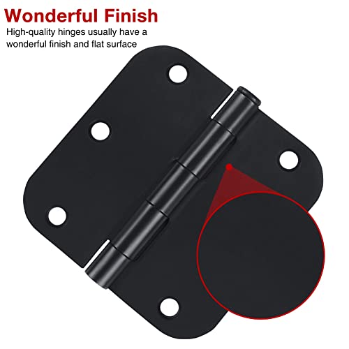 3 1 2" Matte Black Door Hinges 3.5" Rounded Flat 5 (Matte Black / 42 Pack)