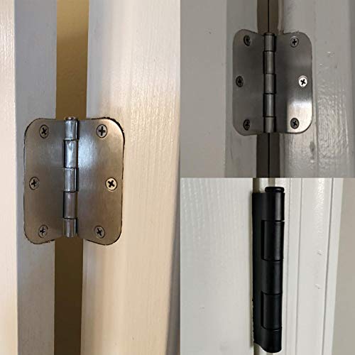 3 1 2" Matte Black Door Hinges 3.5 Inch Rounded Flat 18 Pack (Matte Black / 18 Pack)