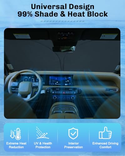 for 2026 Hyundai Palisade Windshield Sunshade for 2026 Hyundai Palisade Accessories Sunshade Foldable Sun Shield 2026 Palisade Sunshade Sun Protector Front Windows Block UV Rays (2026+ Hyundai Palisade)