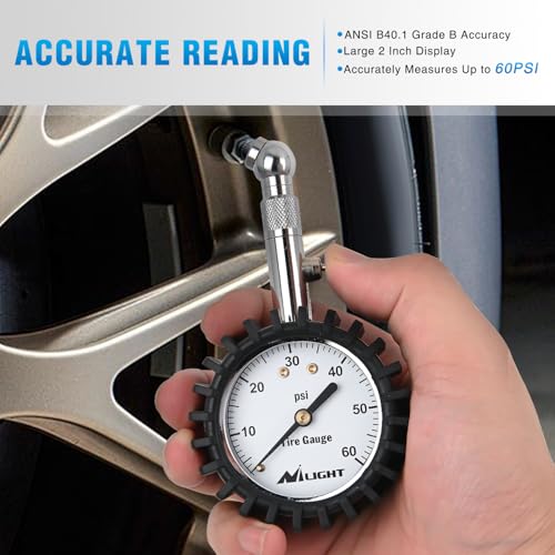 Tire Pressure Gauge 60PSI Stainless Steel Air Chucks (60psi Tire Gauge)