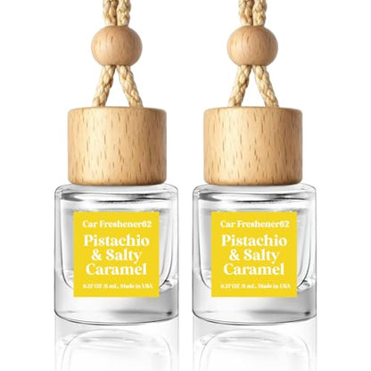 Car Air Freshener Diffuser 2 Pack Hanging Pistachio Salty Caramel Car Air Freshener for Women 45+ days Long Lasting Fragrance Made in USA