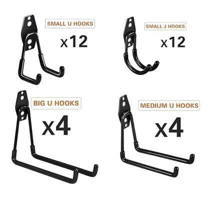 32 Pack Steel Garage Hooks Heavy Duty (32pcs - Black)