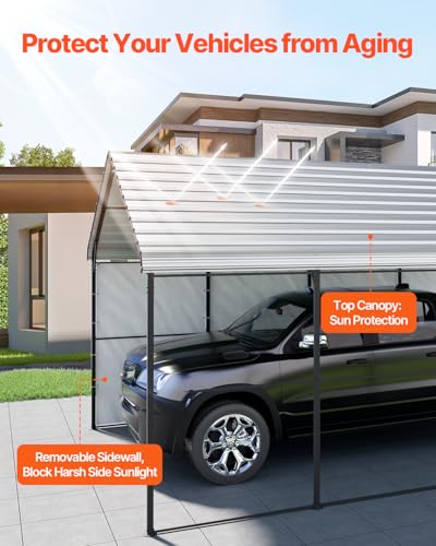 Heavy Duty Metal Carport (White / 12x20ft)