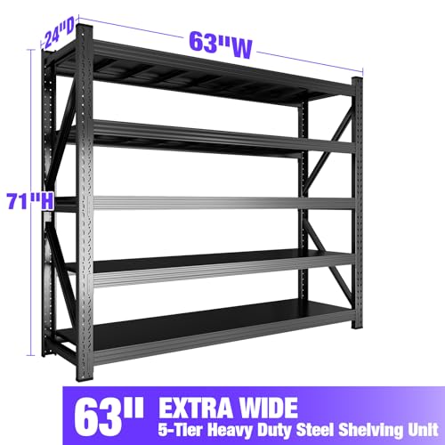 Metal Garage Shelving Unit (5-Tier,63" W x 24" D x 71" H)