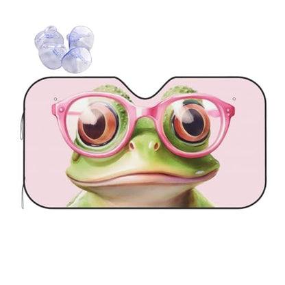 Funny Frog Car Sun Shade Windshield Sunshade Foldable Front Window Shield Cover for Truck SUV (Blue10 / Small)