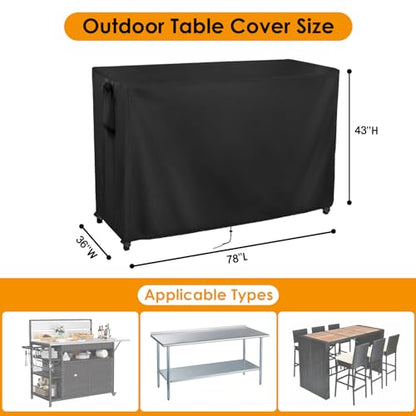 Outdoor Table Cover for Outdoor Bar Table 78''L x 36''W x 43''H